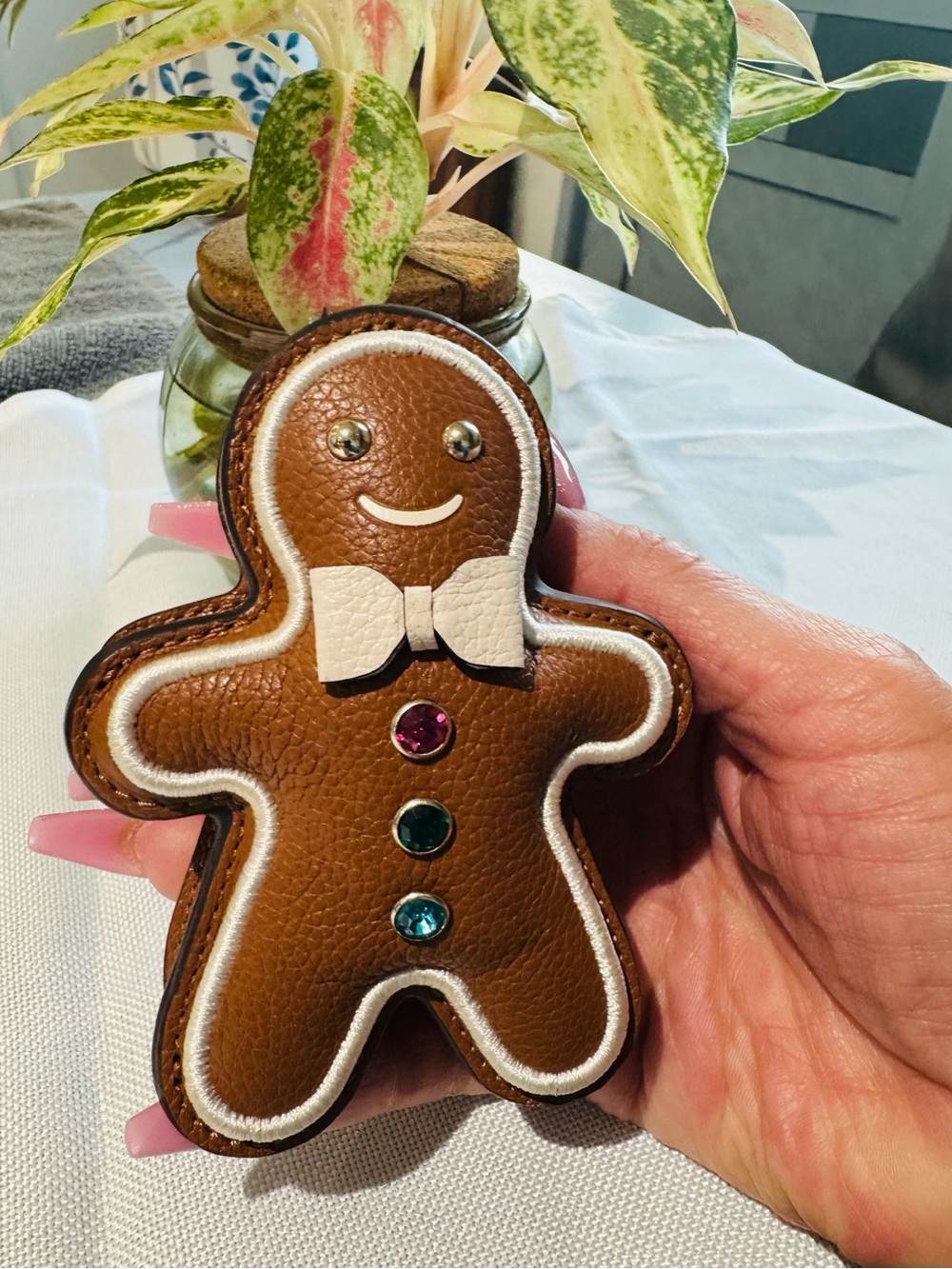 Kate Spade Gingerbread Man Leather Bag Charm Keychain Holiday Novelty Charm - Picture 3 of 7